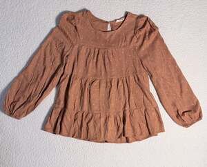 Altar’d State Women's Size M Tiered Swiss Dot Puff Long Sleeve Blouse